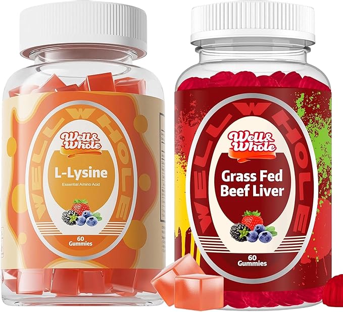 Well&ampWhole L-Lysine Gummies 1000mg and Grass Fed Beef Liver Gummies