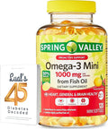 Spring Valley Omega-3 Mini from Fish Oil 1000 mg 120 Count Dietary Supplement Omega 3 Mini Softgels Bundle with Luall's 45 Diabetes Decoded