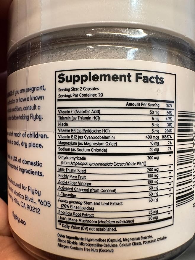 Flyby Recovery Supplement - All The Hang Without The Over!™ - with Milk Thistle Vitamin C Activated Charcoal and Apple Cider Vinegar - Pre &amp Post Drinking Formula (120 Count)