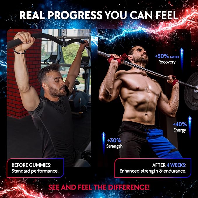 Creatine Monohydrate Gummies Complex 5000 MG for Men &amp Women Preworkout Gummy with BCAA L-Carnitine Taurine &amp Vitamin B12 for Muscle Growth Strength &amp Energy Support  Flavored and Che