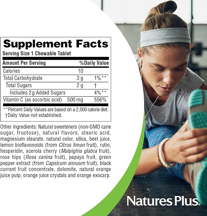 NaturesPlus Orange Juice - 180 Chewable Tablets 2 Pack - 500 mg Vitamin C - High-Potency Immune Support Supplement Antioxidant - Gentle on Stomach - Vegan Gluten Free - 360 Servings