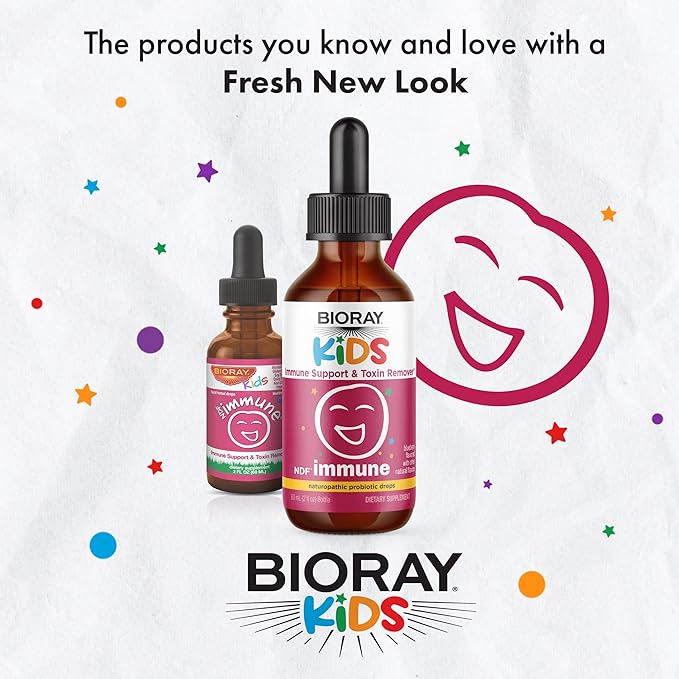BIORAY Kids NDF Immune Blueberry - 2 fl oz - Immune Support &amp Toxin Remover - Non-GMO Vegan Gluten Free - Approx. 30 Servings