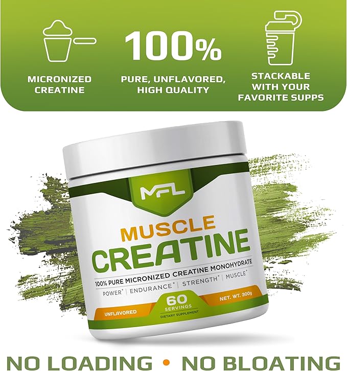 MFL Micronized Creatine Monohydrate | 5 Grams per serv | | 100% Pure Creatine | Non-GMO | 60 Servings