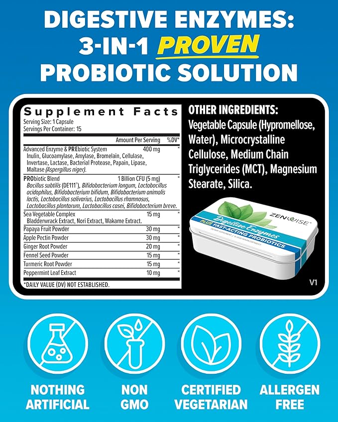 Dude Wipes + Zenwise #2 Plus Bundle – 48 Flushable Wipes + 15 Digestive Enzymes with Probiotics and Prebiotics + 14 No Bloat Caps – for Digestive Gut and Butt Health