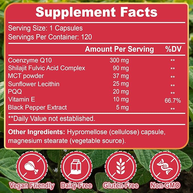 DYHONKEE CoQ10 Supplement 300mg with PQQ Powerful Formula for Energy Support Enhanced Absorption 120 Capsules