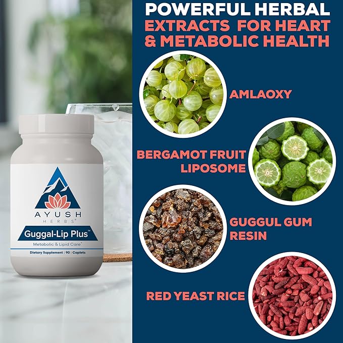 Ayush Herbs Guggal-Lip Plus - Metabolic Vitamins for Women &amp Men Daily Pill Pure &amp Natural Metabolic Health Supplement with Guggul - 90 Servings