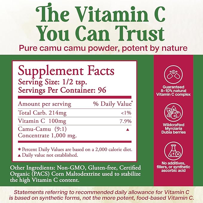 Royal Camu Camu Powder – Natural Vitamin C Source – Antioxidant-Rich Amazon Superfruit – 100g