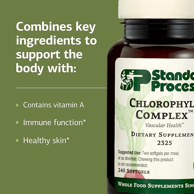 Standard Process Chlorophyll Complex - Supports Natural Detoxification Functions - Supports Skin &amp Immune Health - Gluten-Free Non-Dairy &amp Non-Soy - 240 Softgels