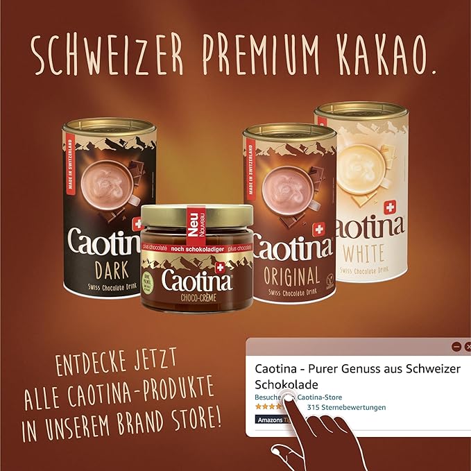 Caotina Fine Swiss Milk Chocolate Multivitamin Powder Drink 500g - Made in Switzerland by Wander