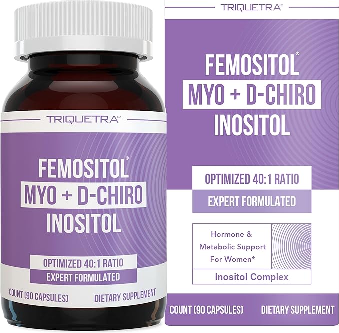 Femositol® Myo-Inositol &amp D-Chiro Inositol Complex Supplement - Clinically Validated 40:1 Ratio (Vitamin B8)| Hormonal Balance &amp Healthy Ovarian Function Support (90 Capsules – 30 Servings)