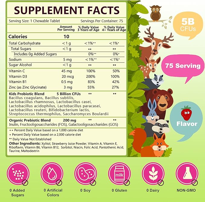 NATURE TARGET Probiotics for Women Digestive Health + Kids Probiotic Chewable