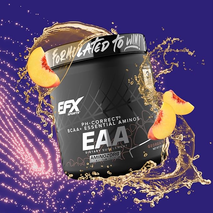 EFX Sports Training Ground EAA | Essential Amino Acids Supplement | Energy &amp Protein Synthesis | Pre Intra or Post Workout | 30 Servings (Georgia Peach)
