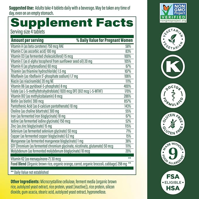 MegaFood Baby &amp Me 2 Prenatal Multi Minis - Prenatal Vitamins for Women with Choline &amp Methyl Folate - Gluten-Free Vegetarian Pre Natal Multivitamin for Women – 120 Minis Tablets 30 Serving