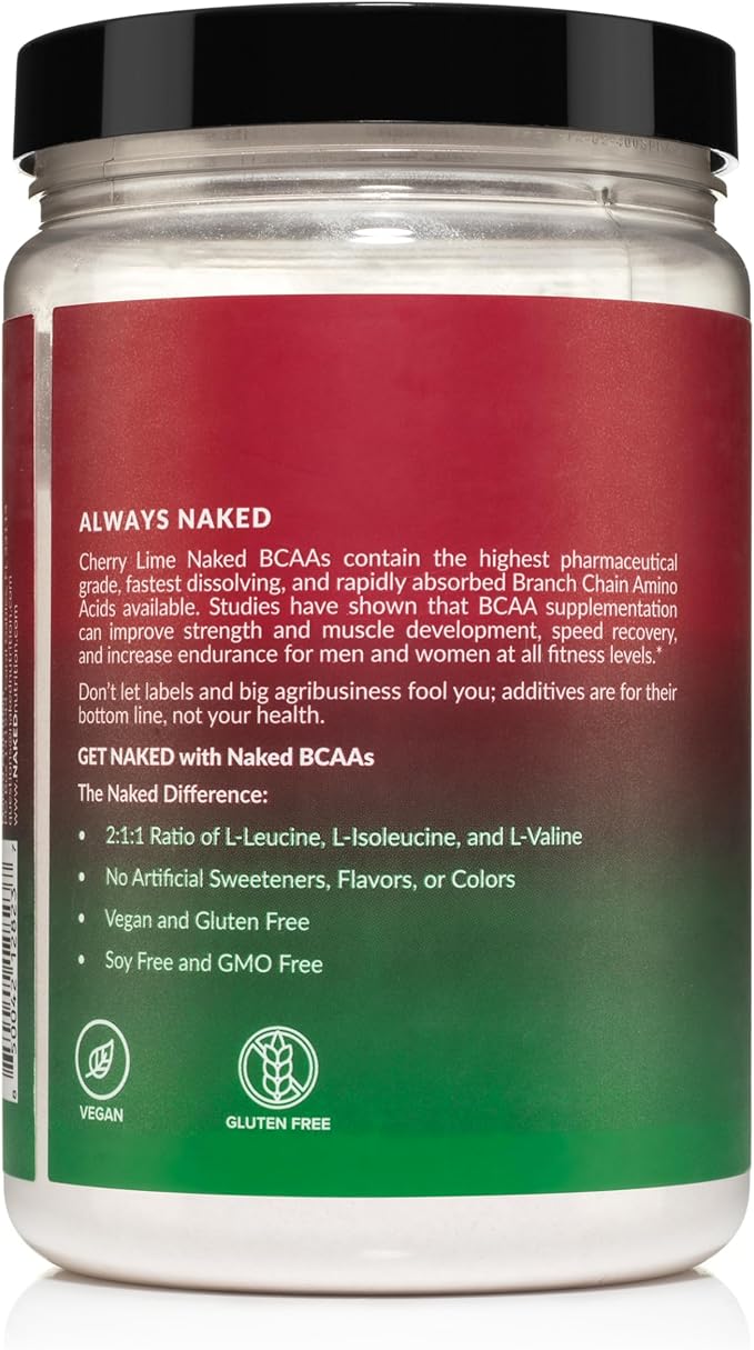 NAKED Cherry Lime Pre Workout &amp BCAA Bundle – Vegan Clean Energy (30 Servings) + 2:1:1 BCAA Powder (34 Servings) for Performance &amp Recovery