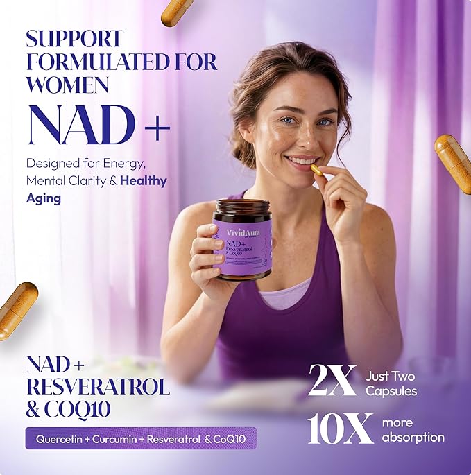NAD Supplements for Women - Radiance Formula with Resveratrol CoQ10 Turmeric &amp BioPerine - Cellular Renewal Supplement for Women - NMN Alternative - 60 Capsules
