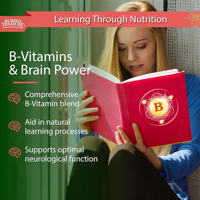 Buried Treasure - Added Attention - Children's Learning Support with GABA DHA Vitamin B and Herbal Blend - Aid Healthy Brain Functions - Improved Short-Term Auditory Memory Focus &amp Behavior 16.54