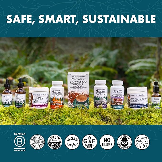 Host Defense Reishi Capsules - Heart &amp Immune Health Support Supplement - Mushroom Supplement to Support Energy &amp Vitality - Reishi Supplement to Aid Overall Well-Being - 120 Capsules