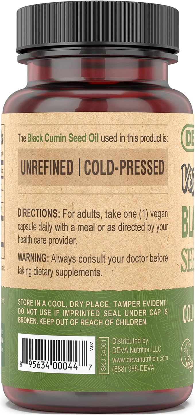 Deva Vegan Nutrition Black Cumin Seed Oil Cold-Pressed Unrefined 90 Capsules (Pack of 3)