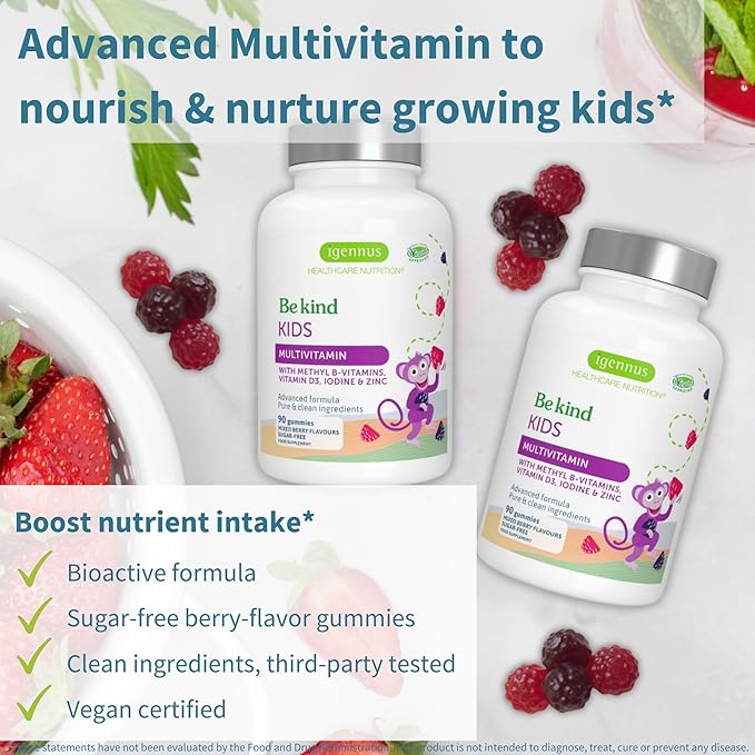 Igennus Pharmepa Restore + Methylated Kids Multivitamin Gummy Attention &amp Focus Bundle for 6y+ 1000mg Pure EPA Fish Oil + 90 Sugar Free Berry Gummies