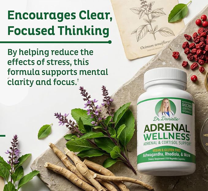 Adrenal Wellness Ashwagandha &amp More - Organic Mind Body Support by Dr. Danielle 120 Capsules