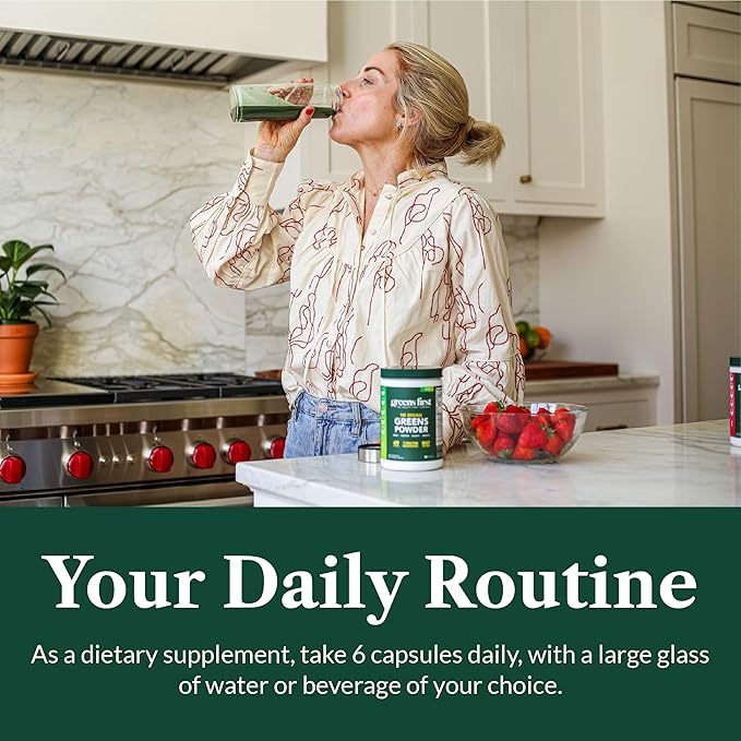 Greens First Phytonutrient Capsules - 49 Antioxidant-Rich Superfoods with Organic Fruits &amp Veggies Prebiotics Probiotics and Digestive Enzymes - 180 Capsules
