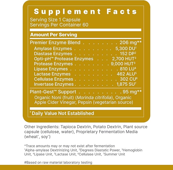 Premier Research Labs Active Digestive Enzymes with Probiotic and Prebiotics - Promotes Full-Spectrum Digestive Support - with Amylase Protease &amp Lipase 60 Plant-Sourced Capsules