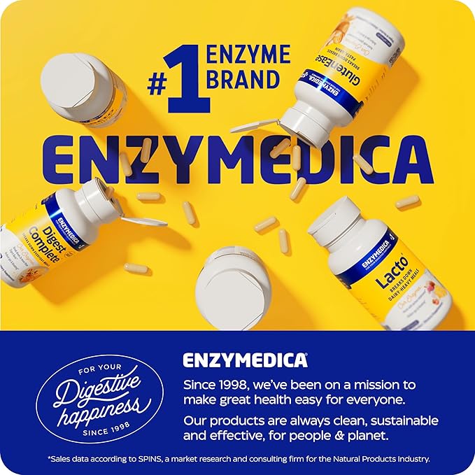Enzymedica Candidase Capsules - Candida Support Supplement for Women &amp Men Balanced Yeast Level &amp Cleanse Support Gut &amp Mircobiome Health Support Enzyme Blend with Cellulase and Proteas