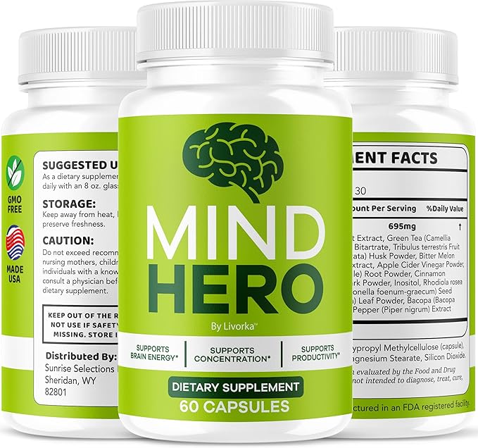 (2 Pack) Mind Hero Capsules - Brain Health and Memory Support Advanced Formula MindHero Focus Pills Daily Support Natural Cognitive Function for Overall Health &amp Wellness 120 Capsules for 2 Mont