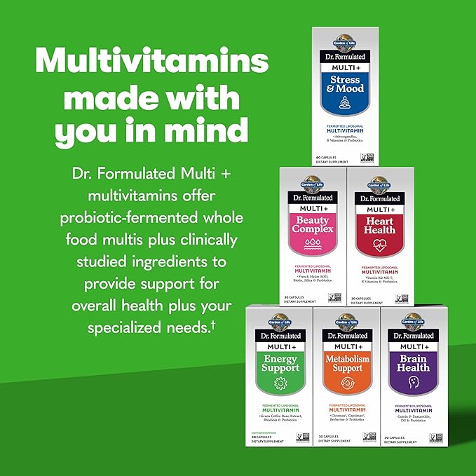 Garden of Life Dr. Formulated Multi+ Energy Support Capsule with Green Coffee Bean Rhodiola &amp Probiotics – Energy and Immune Support Non-GMO Gluten-Free 30 Capsules