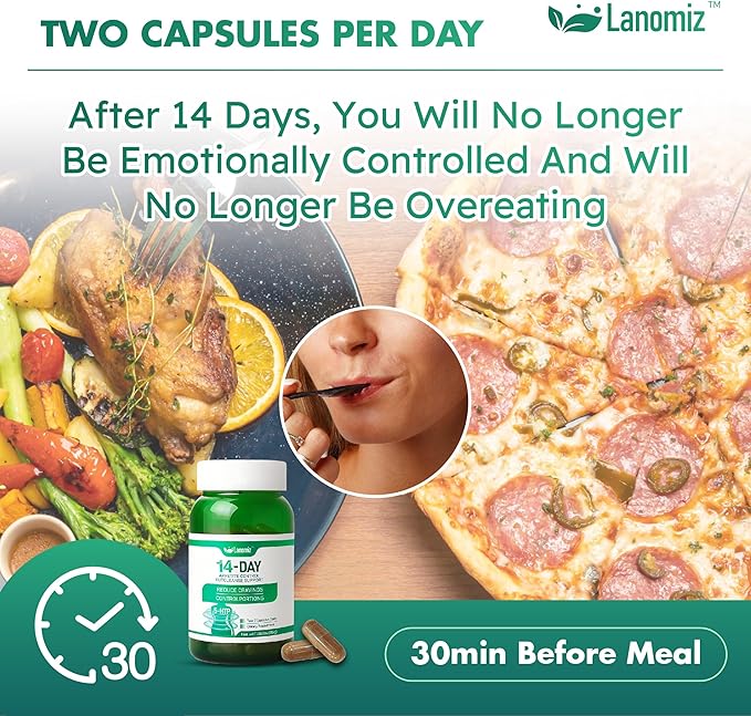 14DAY Appetit &amp Craving Control Gut Health Complex Featuring Delayed-Release Probiotics &amp White Kidney Bean Extract 5-HTP 60 Capsules
