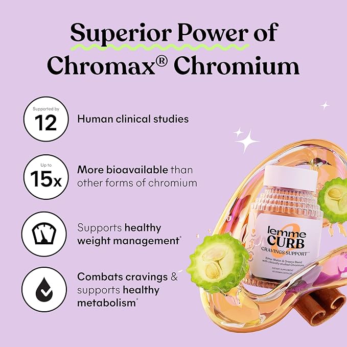 Lemme Curb Cravings Improve Carb Metabolism Support Weight Management w/Clinically Studied Chromium Picolinate Bitter Melon Ceylon Cinnamon &amp Greens Blend I Drug-Free (30-Day Supply)