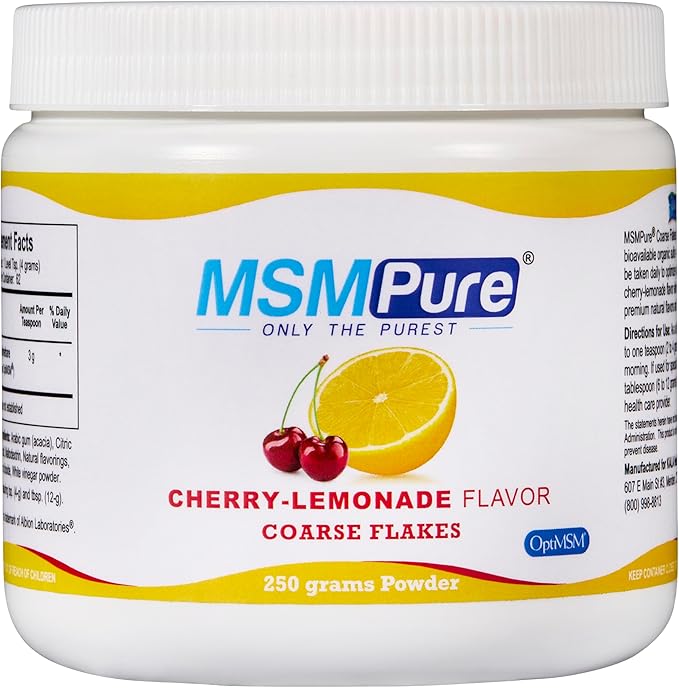 KALA HEALTH MSMPure Cherry Lemonade Flavored Coarse MSM Powder Flakes – US-Made MSM for Joint Health Skin Appearance and Hair &amp Nail Support – 8.8 oz Organic Sulfur