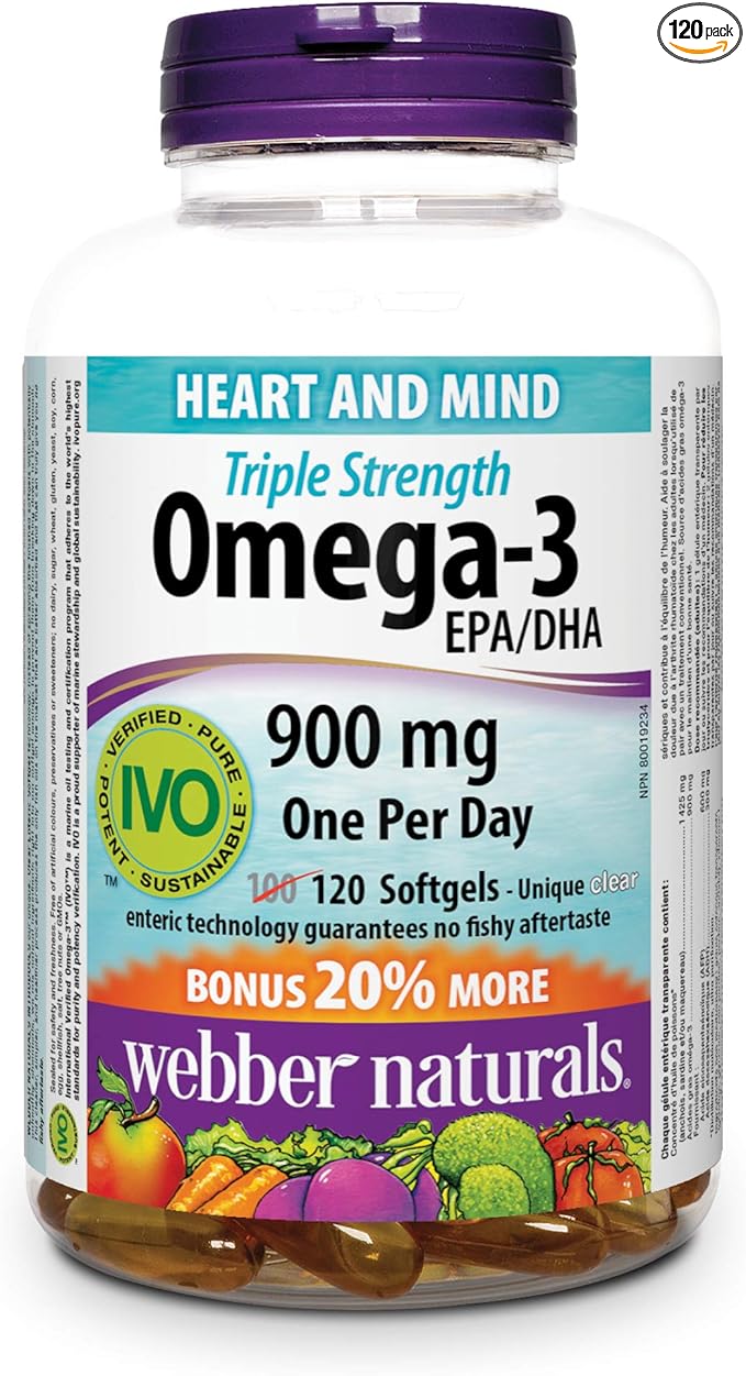 Webber Naturals Triple Strength Omega-3 Value Size 900 Mg Bonus 120-Count