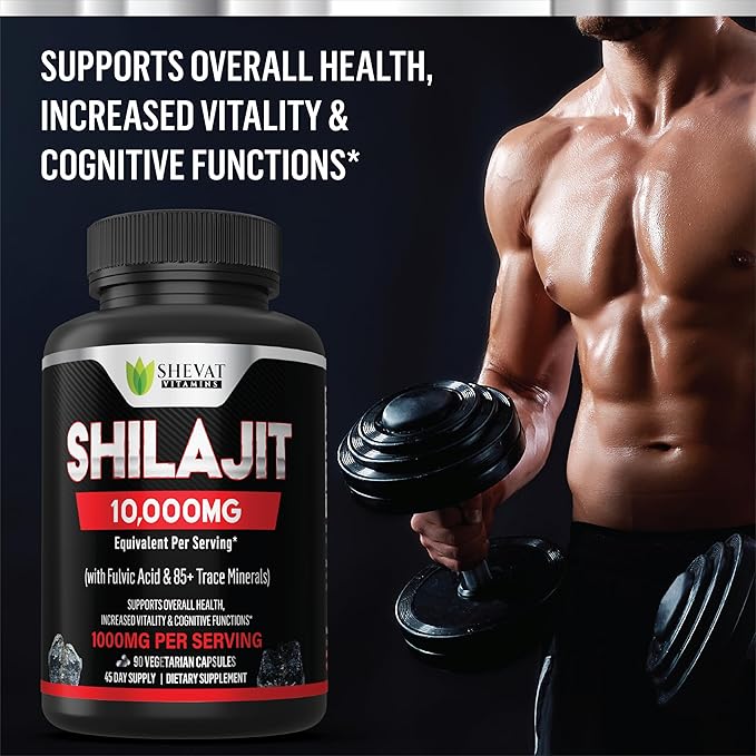 Shilajit Capsules 22000mg and 85+ Trace Minerals for Energy &ampImmune Support-Organic shilajit for Men &amp Women Non-GMO Shilajit Pills for Men Made in USA (Packaging May Vary)