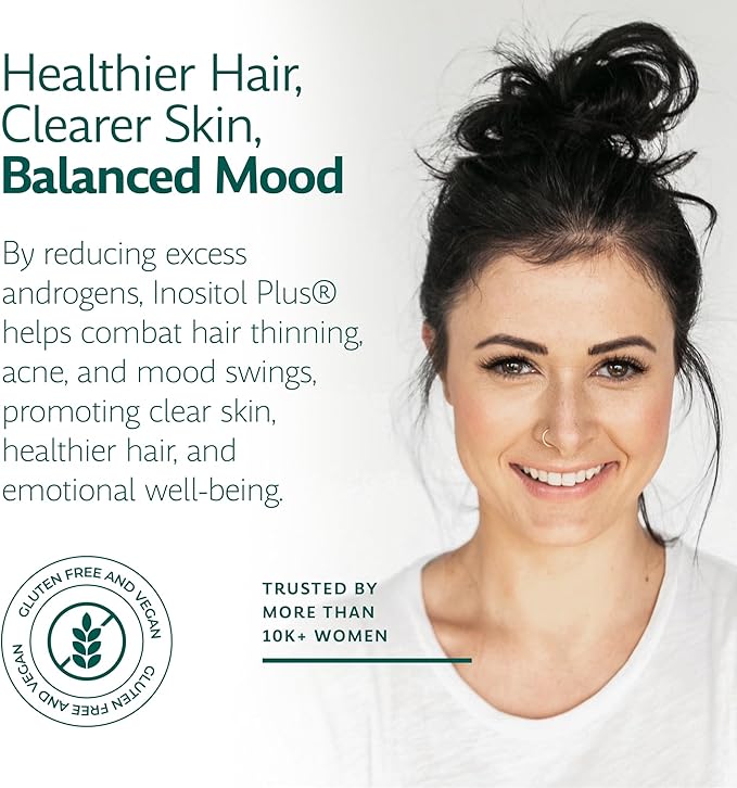 Inositol Plus Supplement for Women | Ovarian Health Hormone Balance Fertility Ovulation | 40:1 Myo-Inositol D-Chiro &amp 12 Ingredients | Developed by Medical Doctor | 120 Capsules