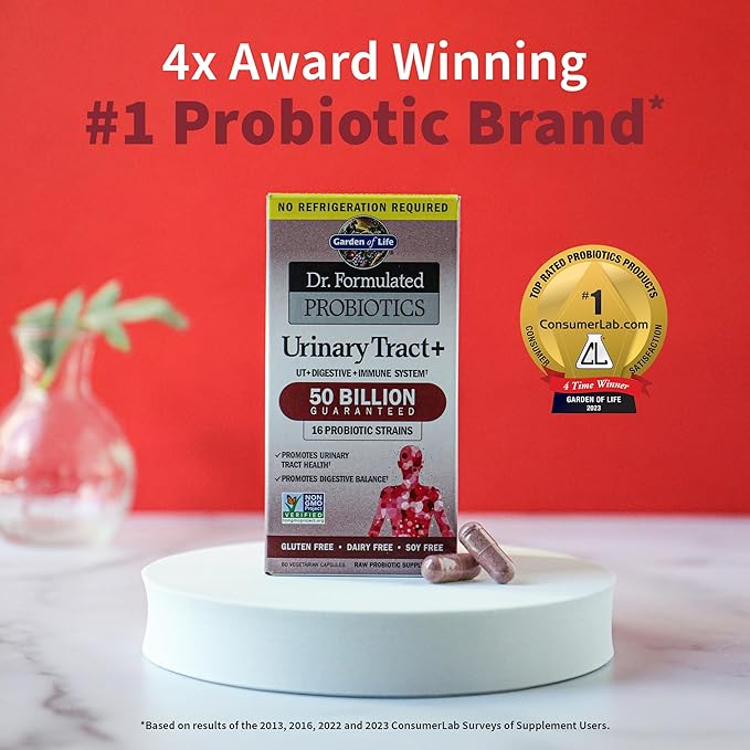 Garden of Life Probiotics for Men Dr Formulated 50 Billion CFU &amp Dr. Formulated - Acidophilus Probiotic Supports Urinary Tract Health Digestive Balance - Gluten Dairy and Soy-Free 60 Count