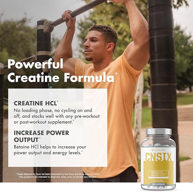 NutraOne CNSix Creatine Capsules Creatine HCL to Help Build Lean Muscle* (600mg - 200 Capsules)