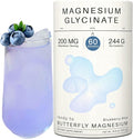 Magnesium Glycinate Powder 200mg | High Absorption Chelated Bisglycinate with Organic Butterfly Pea Flower | Supports Stress Relief Calm &amp Sleep | 8.6 oz 60 Servings