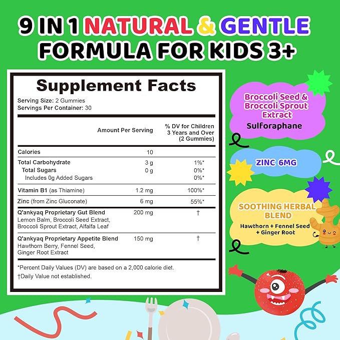 Q'ankyaq Thyroid Support Liquid Drops Thyroid Support for Women Appetite Booster Gummies for Kids Ages 3+