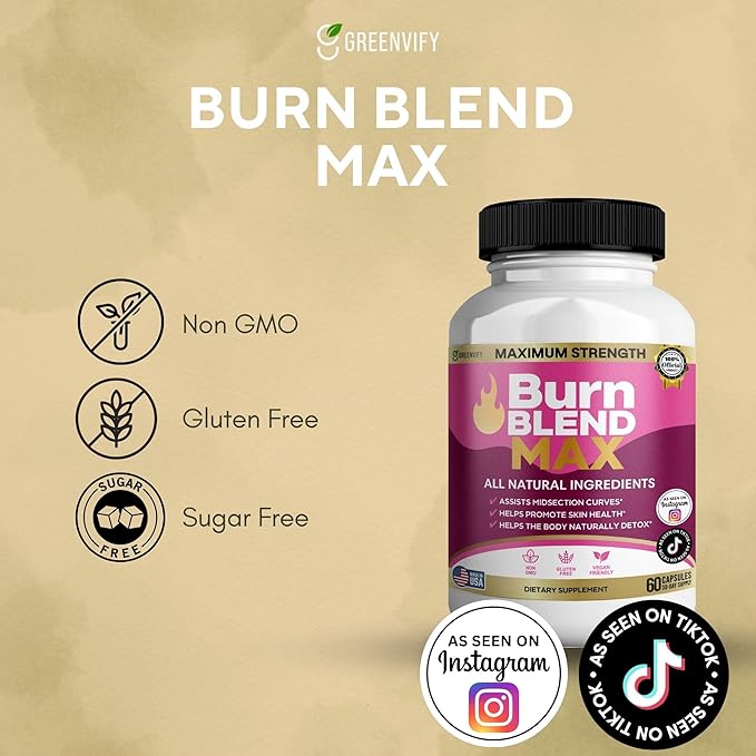 Burn Blend Max Natural Supplement 60 Capsules All Natural Ingredients Vegan Friendly Gluten Free 30-Day Supply (3)