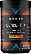 BEYOND RAW Concept X Clinically Dosed Pre-Workout Powder Contains Caffeine L-Citrulline Creatine and Beta-Alanine Gummy Worm Flavor 20 Servings