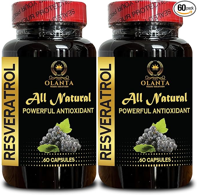 Trans Resveratrol 500mg – Energy and Focus Supplements Antioxidants with Immune boosters Gluten-Free Clean &amp Simple Daily Supplement – 2 Bottles 120 Capsules