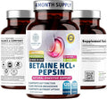 Number One Nutrition Premium Betaine Hydrochloride Enzymes Supplement with Pepsin Helps Support Protein Breakdown and Nutrient Absorption 120 Caps