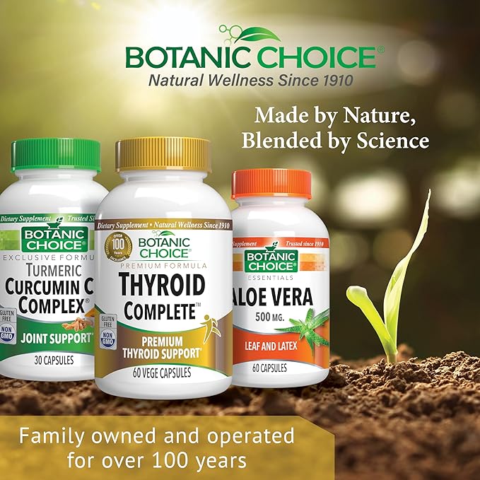 Botanic Choice Thyroid Complete –Support Now with Ashwagandha Schisandra Chinensis Iodine -for Thyroid Energy Hair Nail Health Heart Health Support Hormone Support (60 Vege Caps)