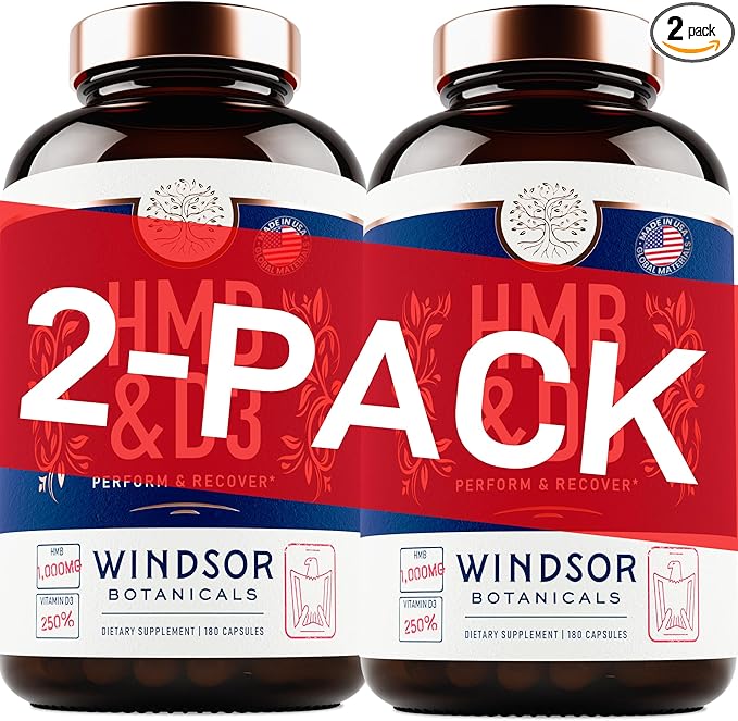 HMB and Vitamin D3 Supplement - Muscle Growth Strength Performance and Recovery Support - B-Hydroxy B-Methylbutyrate D3 Plus Calcium 1000 MG HMB Supplements - 180 Days 360 Capsules