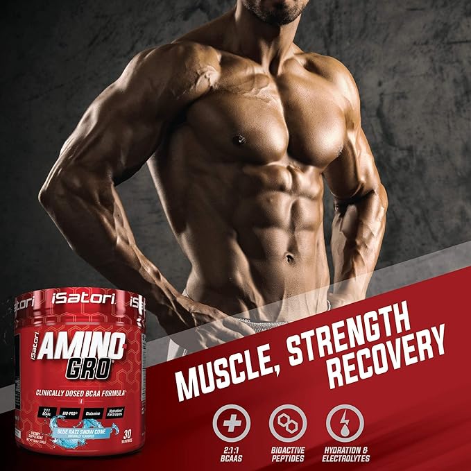 iSatori Bio-GRO Protein Synthesis Amplifier - Unflavored (60 Servings) &amp iSatori Amino-GRO BCAA Powder - Blue Razz Snow Cone (30 Servings)