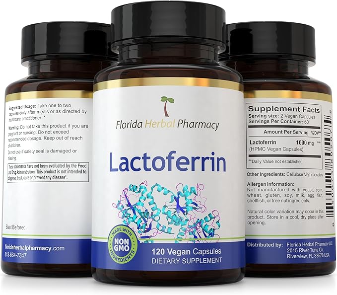 Florida Herbal Pharmacy LACTOFERRIN Supplement Capsules (120 Capsules) 2 Months Supply