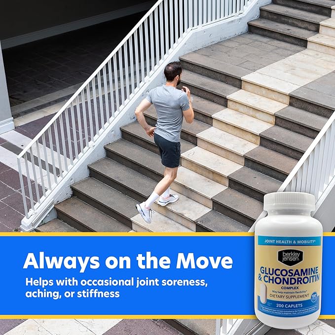 Berkley Jensen Glucosamine Chondroitin MSM Boswellia Complex - Triple Strength Advanced Dietary Supplement for Joints Ligaments Tendons Bones Connective Tissue Support 200 Caplets (Pack of 1)