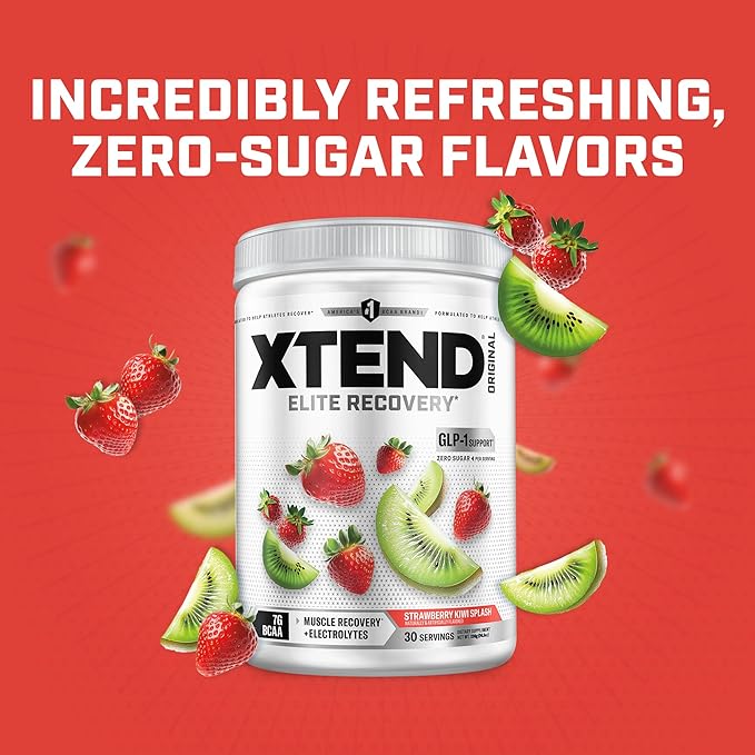 Xtend Original BCAA Powder 7g BCAAs and 2.5g L-Glutamine for Muscle Recovery Hydration and Lean Muscle Sugar Free Intra and Post Workout Drink with Electrolytes Strawberry Kiwi Splash 30 Servings