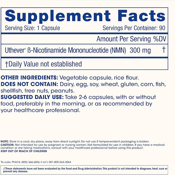 ProHealth NMN Pro 300 (90 Capsules) Clinically Studied Uthever® NMN. NAD+ Precursor for Cellular Energy Mitochondrial Support &amp Healthy Aging. USA Manufactured Triple Lab-Tested